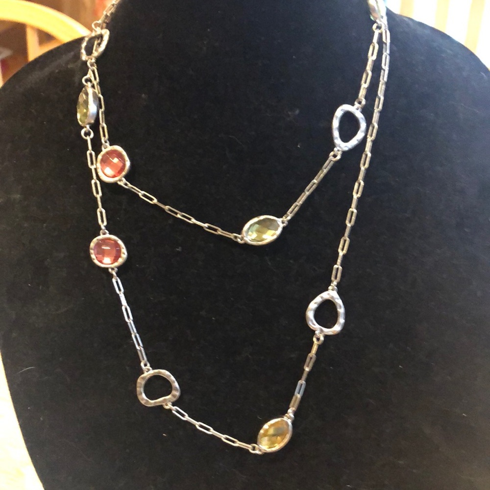 Lia Sophia multi stone silver tone necklace